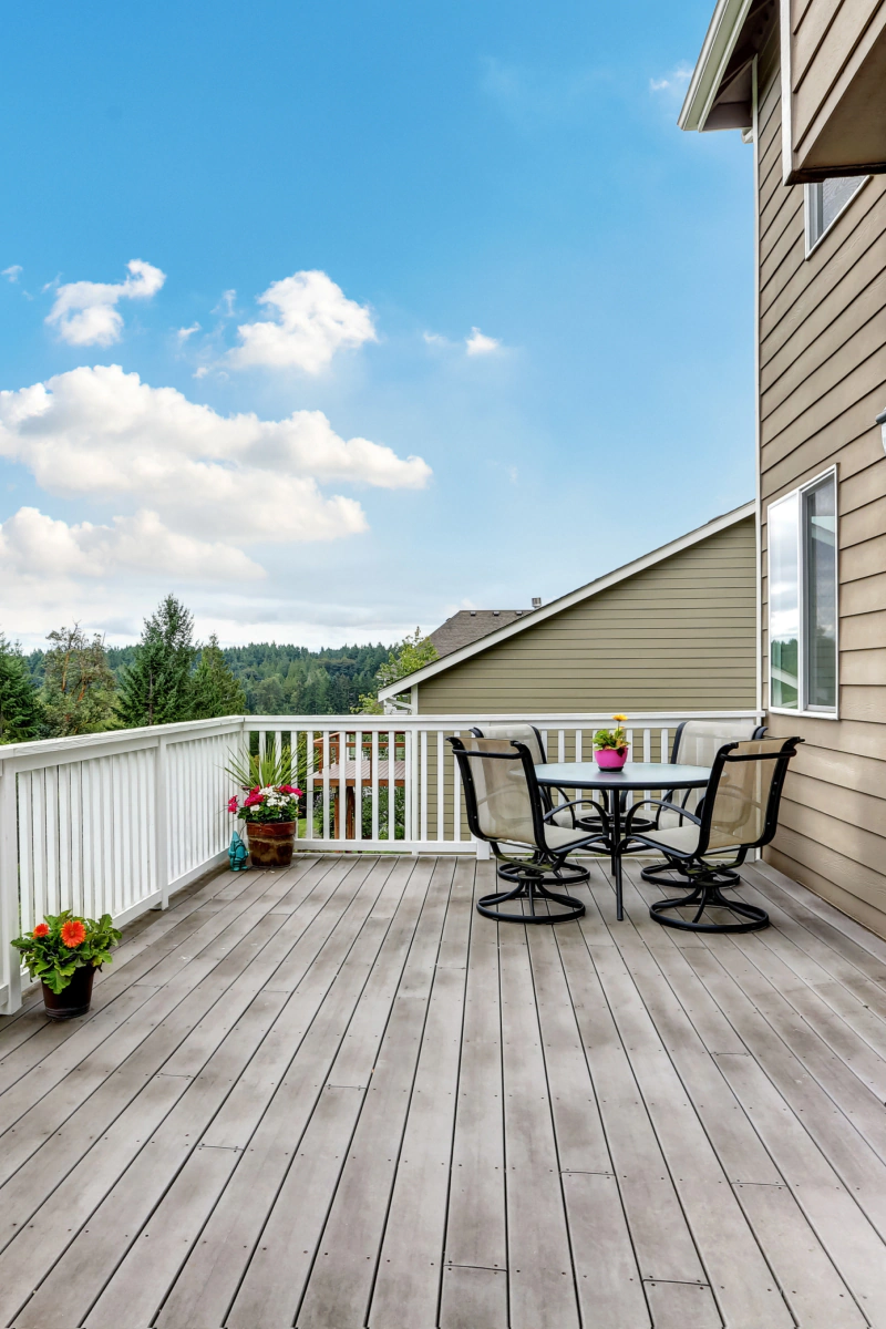 newly installed deck in a residential house